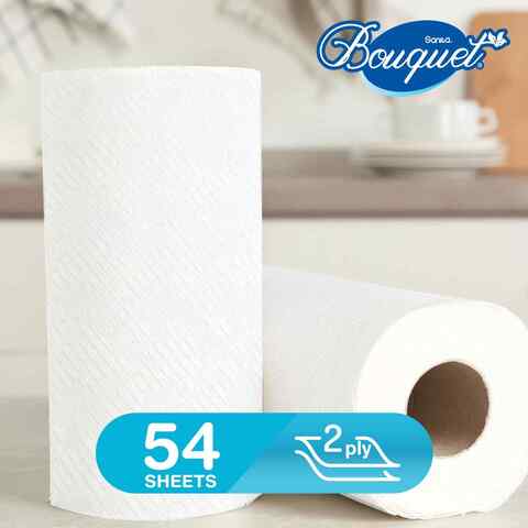 Sanita Bouquet Kitchen Towel Rolls White 54 Sheets 4 count