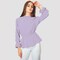 KIDWALA Size L,  Women&#39;S Tops, Tees &amp; Blouses Ruffled Turtleneck Lantern Sleeves Lavander Swiss Dot Blouse With Elastic Waistband &amp; Back Covered Button