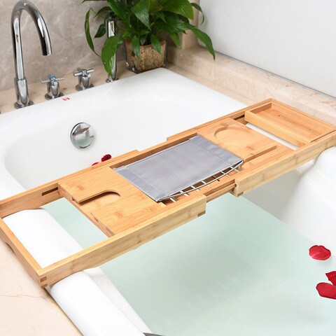 Multi-Function Retractable Bathtub Storage Rack Bath Tray Shelf