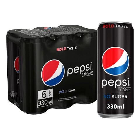 Buy Pepsi Black Carbonated Soft Drink No Sugar 330ml Pack of 6 Online ...