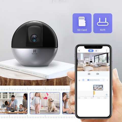 EZVIZ C6W 4MP Wifi Smart Home Indoor Security Camera Auto-Zoom Montion Tracking Human Detection 360&deg; Degree Night Vision Privacy Shutter Two-Way Talk Instant Alarm with App Control Works with Alexa