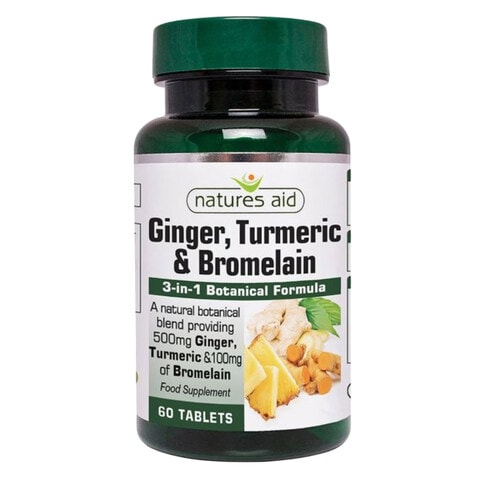 Natures Aid Tablets Ginger Turmeric And Bromelain 60 Pieces