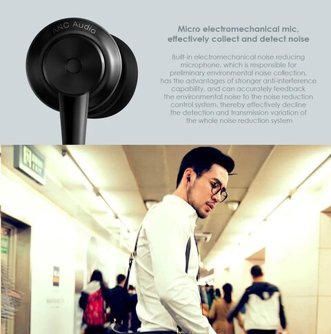 Xiaomi Mi Active Noise Cancellation Type-C In-Ear Earphone Headset Wired Headphones In-line Control with Mic - for Smartphone &amp; Notebook - Black