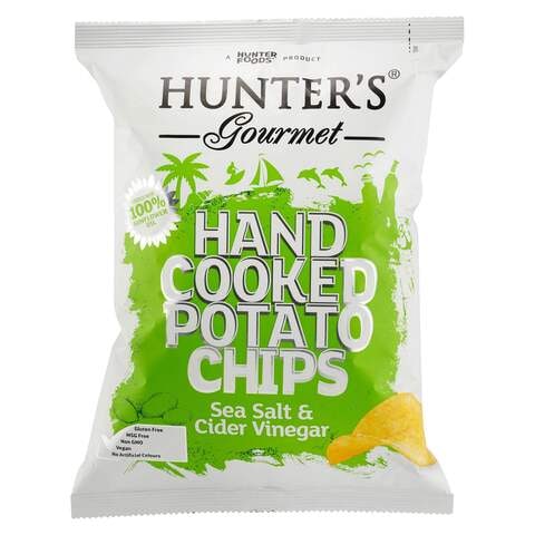 Hunters Gourmet Hand Cooked Sea Salt And Cider Vinegar Potato Chips 125g