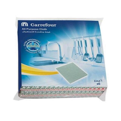 Carrefour All Purpose Cleaning Cloth Multicolour 6 PCS