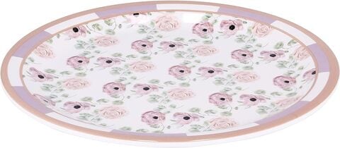 Royalford Melamineware 11&quot; Dinner Plate- Rf11779, Premium-Quality, Dishwasher-Safe Dinnerware With Strong And Sturdy Construction, White And Pink