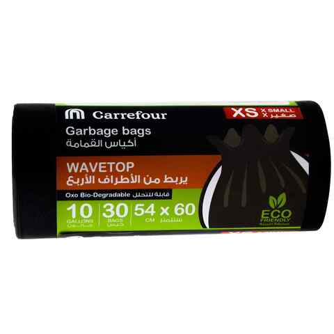 Carrefour garbage roll black wavetop Xsmall 10 gallons &times; 30 bags