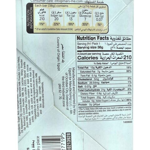 Nutrition Information on a Mars Bar