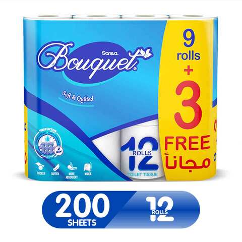 Sanita Bouquet Toilet Paper (9+3) Roll 2 Ply 200 Sheets