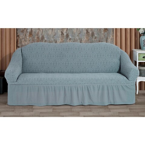 Fabienne Turkish Stretchable Jacquard Sofa Cover Three Seater Grey Free Size