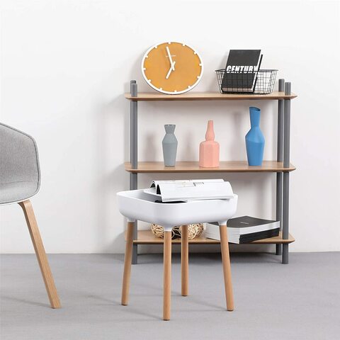 KAI Side Table, Minimalistic Nordic Style bedside table, sofa side table, nightstand, end table with storage unit & beechwood legs for Bedroom, Living Room & office (Sage Green)