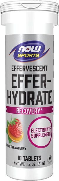 Now Sports Nutrition, Effervescent Effer-Hydrate, Electrolyte Supplement, Recovery*, Orange Strawberry, 10 Tablets