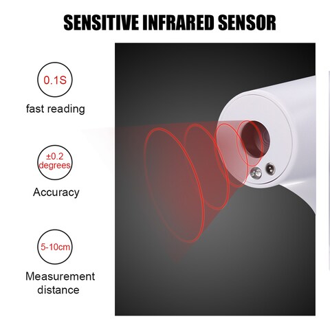 Generic-Non-Contact Infrared Forehead Thermometer Temperature Measurement Gauge Device with Fever Alarm for Office Home Supermarket Subway School Community Entrance