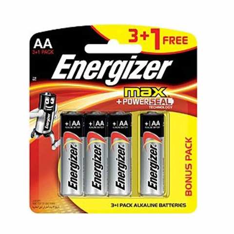 Energizer Max Battery AA E91 3 Pieces + 1 Free