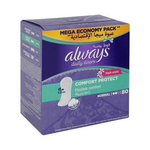 Always Daily Liners Comfort Protect Normal Fresh Scent 80 Count
