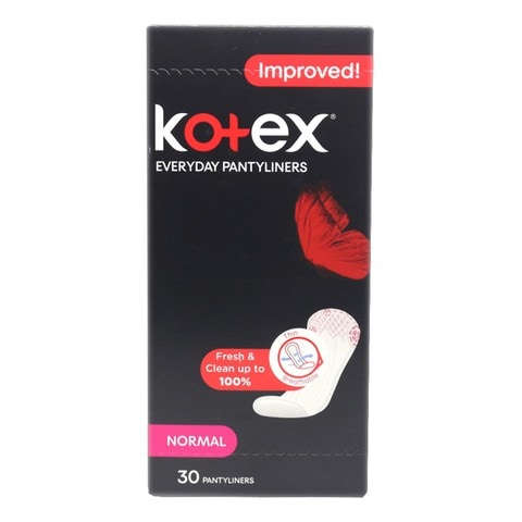 Kotex Everyday Pantyliners Unscented  Large Sanitary Pad With Wings White 30 count