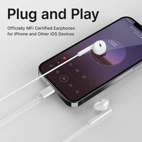 HiFi Stereo Volume Control Microphone For Apple iPhone 14 Pro Max 13 12 Mini 11 10 X XR SE3 7 8 Plus White