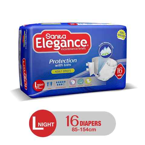 Sanita Elegance Incontinence Adult Night Briefs Large White 16 count