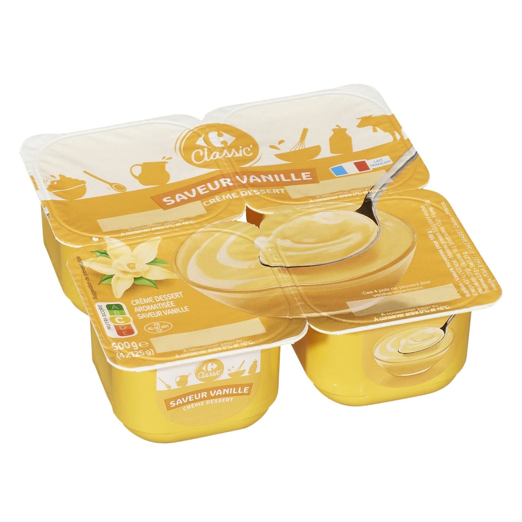 Buy Carrefour Vanilla Cream Dessert 125g X Pack Of 4 Online Shop Fresh Food On Carrefour Uae