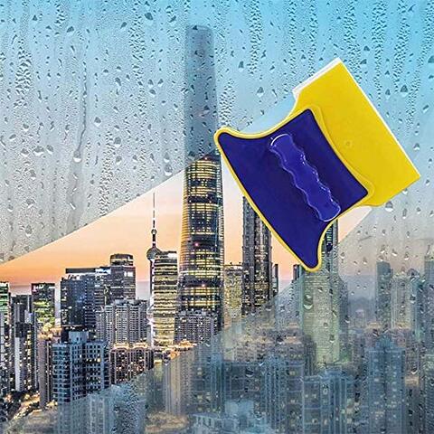 ShopTimes Magnetic Window Cleaner Double-Side Glazed Two Sided Glass Cleaner Wiper with 2 Extra Cleaning Cotton Cleaner Squeegee Washing Equipment Household Cleaner