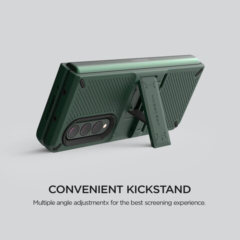 VRS Design Quick Stand Pro designed for Samsung Galaxy Z Fold 3 5G case cover (2021) with Kickstand - Dark Green