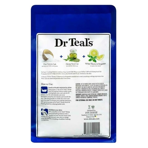 Dr. Teal&#39;s Pure Epsom Salt Soaking Solution With Hemp Seed Oil Clear 1.36kg
