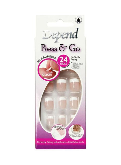 Buy Depend 24-Piece Prees  Go Nail Kit Self Adhesive 6091 Brown  White in Saudi Arabia