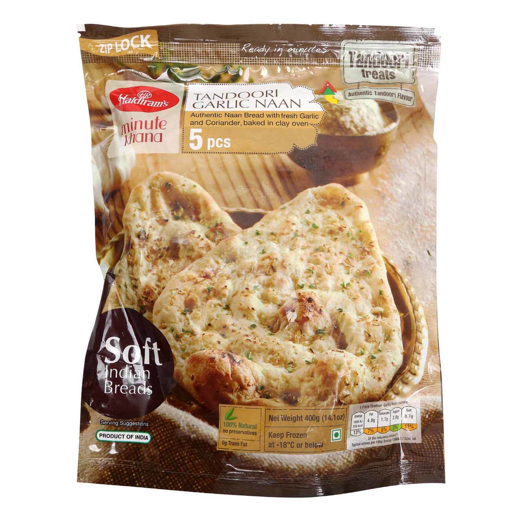 Buy Haldiram's Tandoori Garlic Naan 400g Online Shop Frozen Food on Carrefour UAE