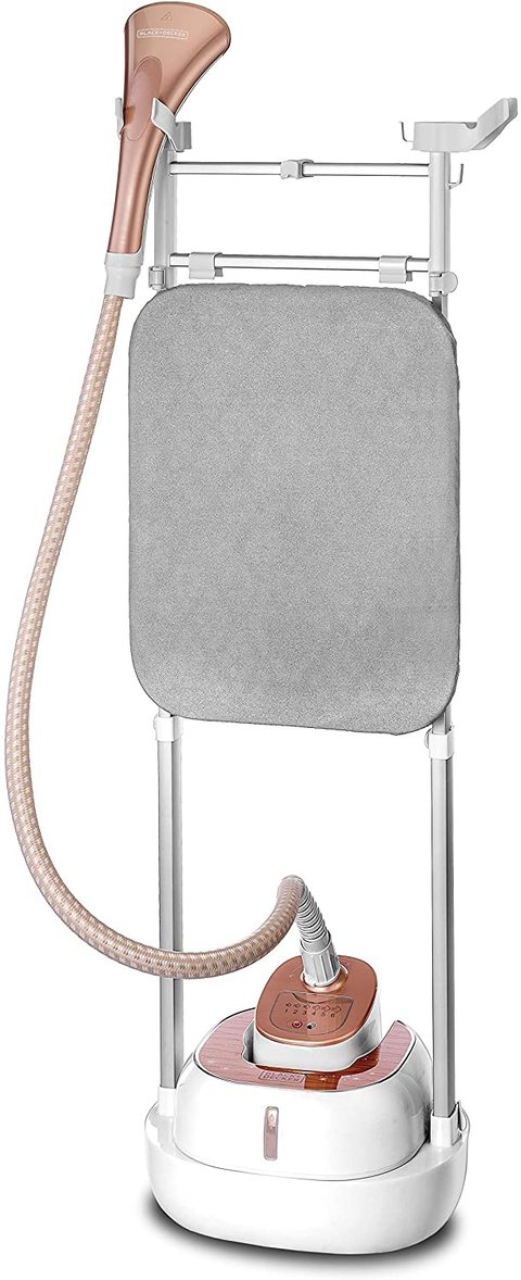 Black+Decker 2000W 6 Stage Digital Garment Steamer with Ironing Board, White/Rose Gold - GSTD2050-B5