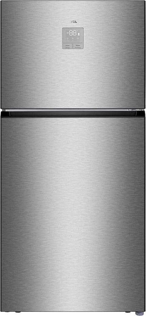 TCL 700 Liters Double Door Top Mount Refrigerator, Total No Frost Fridge &amp; Freezer With LED And Touch Control, Interior LED Light &amp; Large Crisper With Humidity Control, Inox, P700TMN