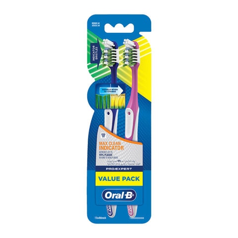 Oral-B Pro-Expert Max Clean Indicator Manual Toothbrush Medium Value Pack 2 count