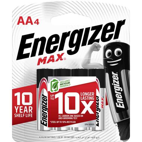 Energizer Max AA Alkaline Batteries (E91BP) - Pack of 4