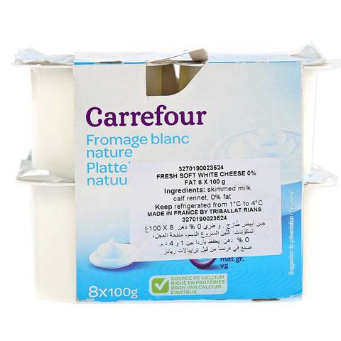 Carrefour Fresh Soft White Cheese 0% Fat 100gx8