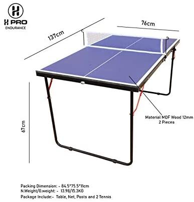 H Pro Mini Table Tennis Table, Folding Blue For Multi-Purpose