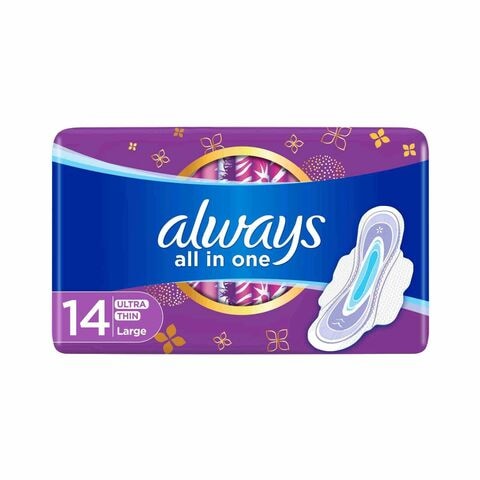 Always All In One Ultra Thin Large Sanitary Pads With Wings White 14 ...