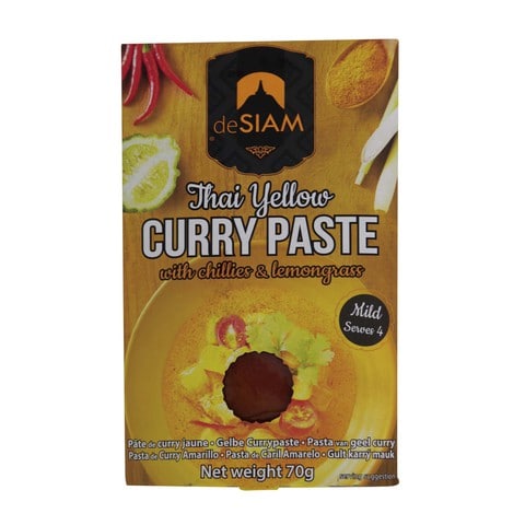 De Siam Thai Yellow Curry Paste With Chilies And Lemongrass Mild 70g ...
