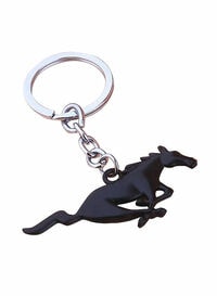 Generic Black Running Horse Emblem Badge Key Chain