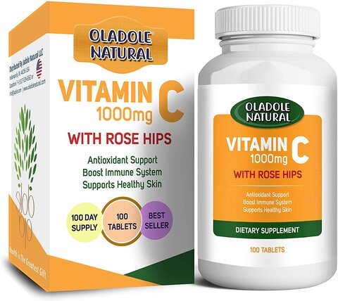 Oladole Natural Vitamin C 1000 mg With Rose Hips 100 Tabs