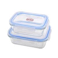 Feelings Glass Storage Container Set Clear/Blue 600ml+400ml 2 PCS