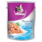 Buy Whiskas Purrfectly Fish with Tuna  Salmon Wet Cat Food 85g in UAE