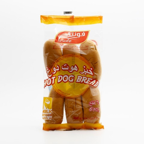 اشتري فونتي خبز ساندويتش النقانق خبز بالحليب 6 حبات - 360 جرام في السعودية