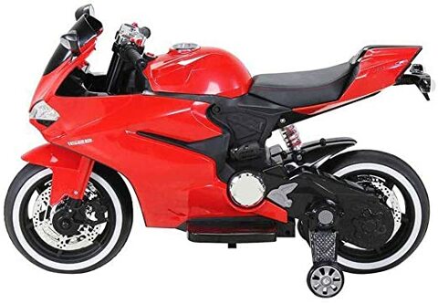Megastar Ride On 12 V Light Up Power Sports Motorbike - Red Electric Motorcycle For Kids