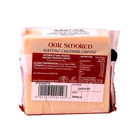 Isle of Man Creamery Oak Smoke Mature Cheddar Cheese 200g