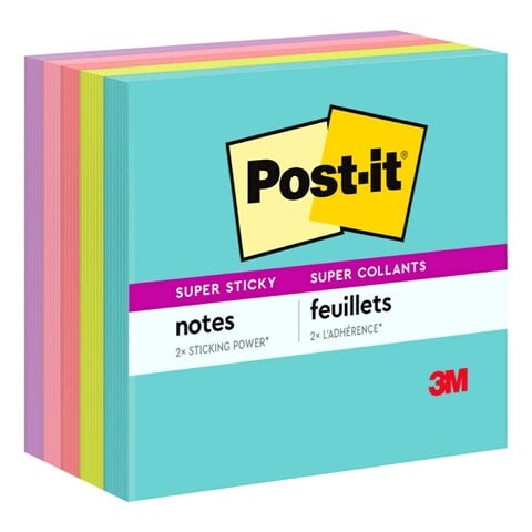 Buy 3M Post-it Miami Collection Super Sticky Notes 654-5SSMIA 3x3inch 76x76mm 90 Sheets 5 PCS in UAE