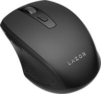 Lazor Tap-S Wm02C Wireless Mouse, Ergonomic PC Mouse With USB Receiver For Computer, Laptop, Desktop, 3 DPI Adjustable Button 800-1200-1600, 6 Buttons , Up To 10M Wireless Connection- Black