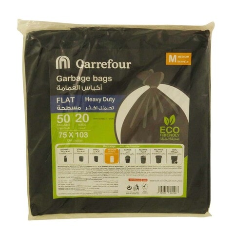 Carrefour garbage bag flat black medium 50 gallons &times; 20 bags