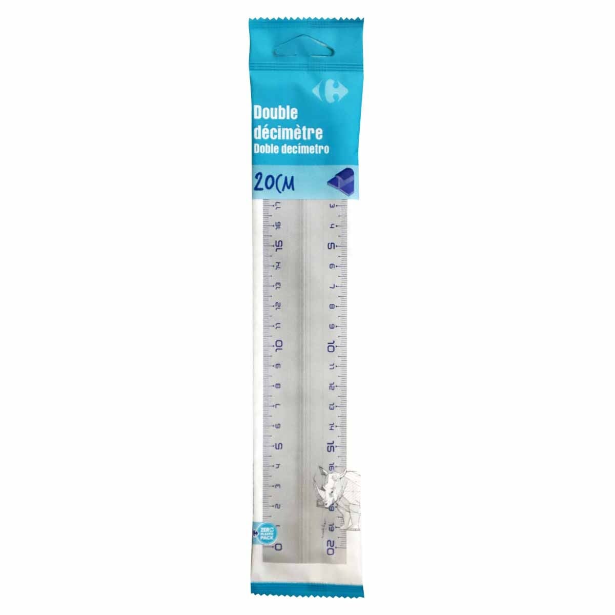 Carrefour Aluminum Double Decimeter Ruler 20cm