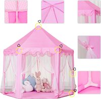 Princess Castle Girls Play Tent Toy, Kids Large Fairy Playhouse Tent with Star Lights