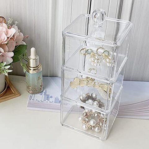 Hair Accessories Organizer, 9 Pieces Stackable Organizer Holder Storage  with Lids Acrylic Clear Hair Tie Organizer Bathroom Hair Bow Containers for