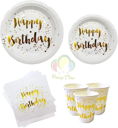 Buy Party Time Set of Blue Gold Happy Birthday Party Tableware